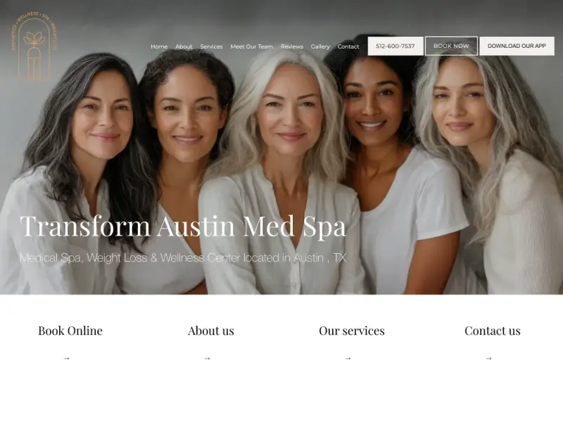 Transform Austin Med Spa website preview
