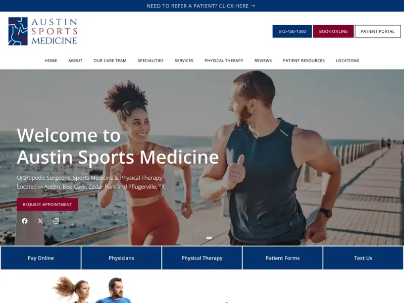 Austin Sports Medicine website preview