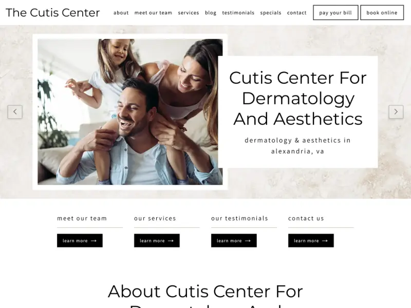 The Cutis Center website preview