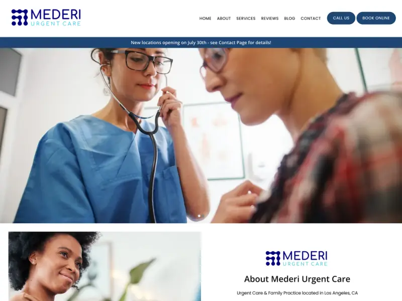 Mederi Urgent Care website preview