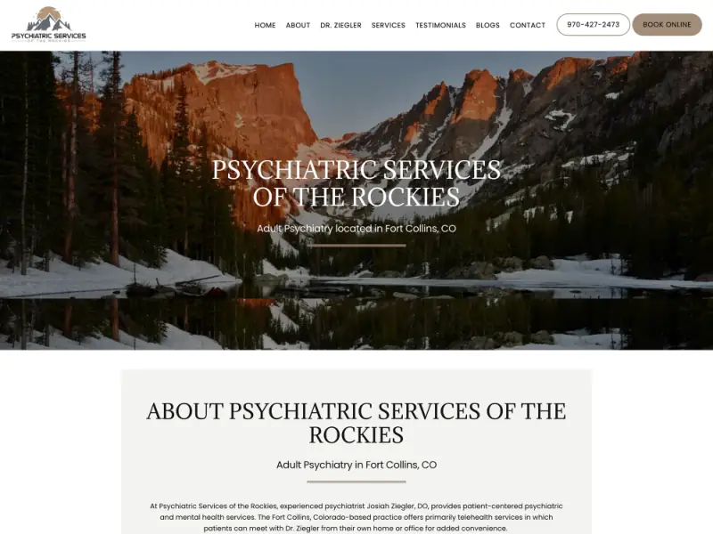 Psychiatric Services of the Rockies website preview