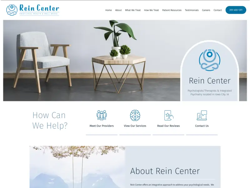 Rein Center website design preview