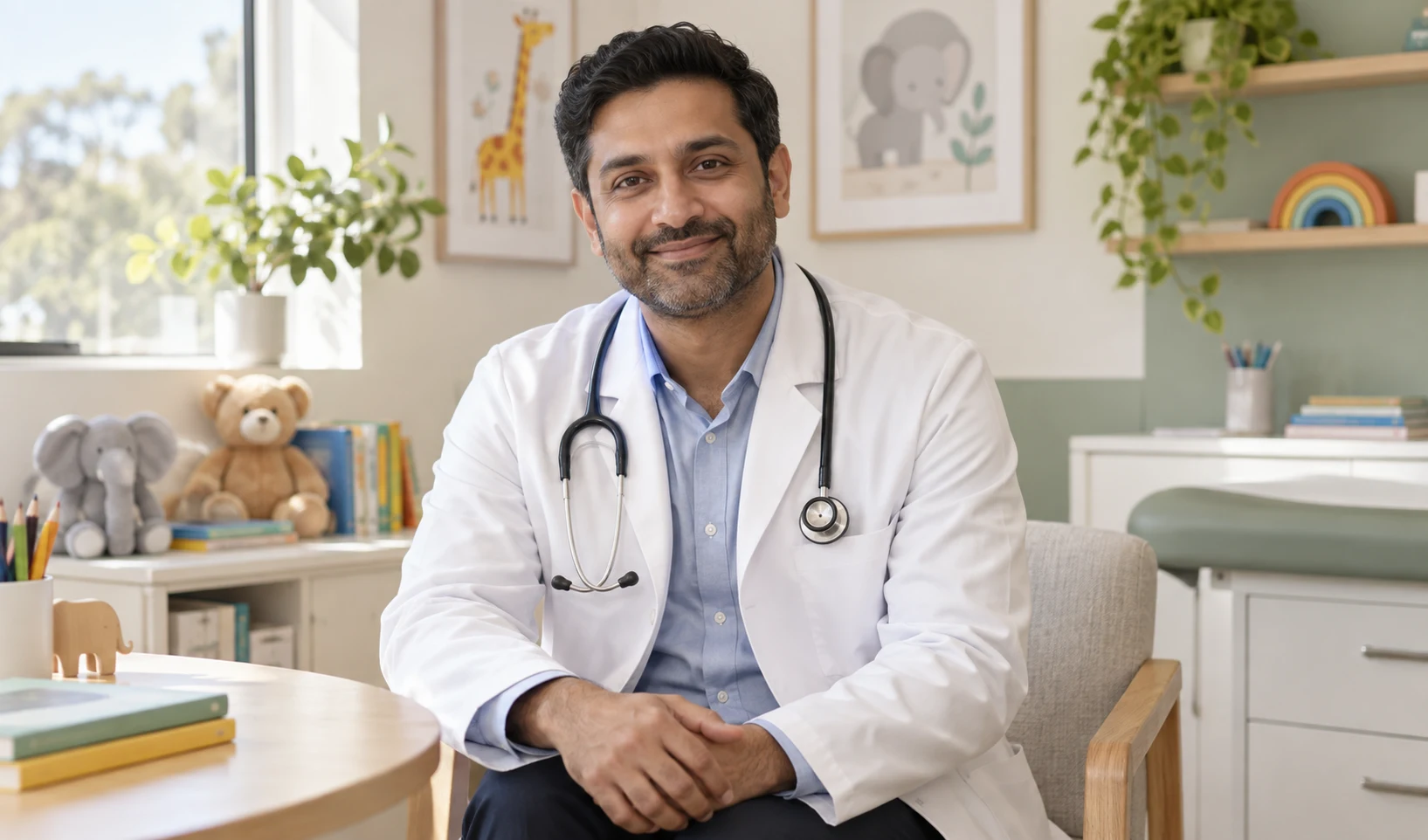 Pediatrician in a welcoming clinic