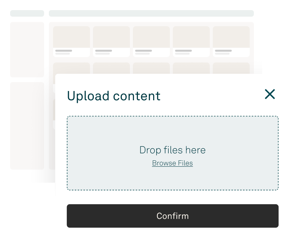 Upload content dialog for blog media
